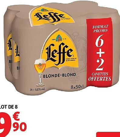 Bière blonde Leffe, lot de 8