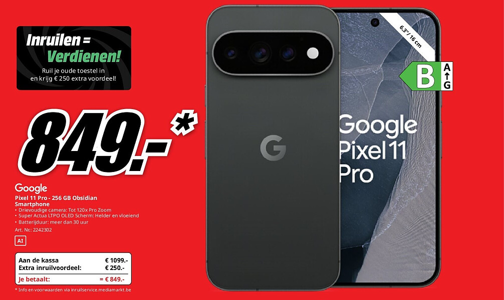 Google Pixel 11 Pro - 256 GB Obsidian Smartphone