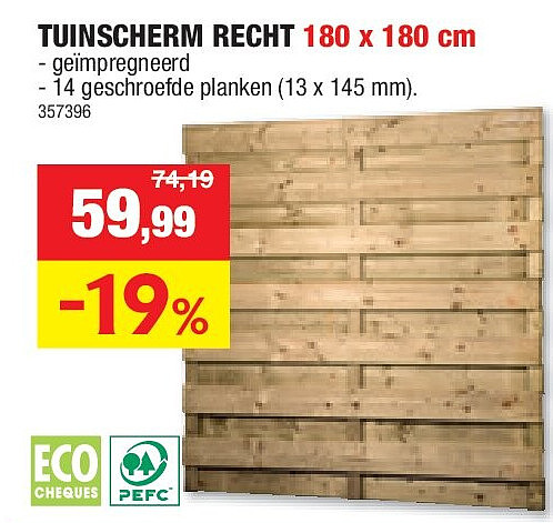 TUINSCHERM RECHT 180 x 180 cm