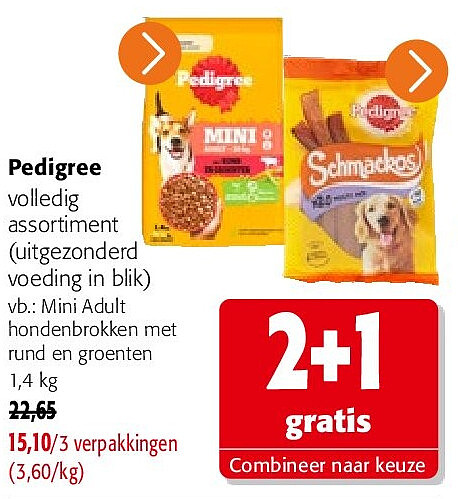 Pedigree Mini Adult hondenbrokken met rund en groenten 1,4 kg