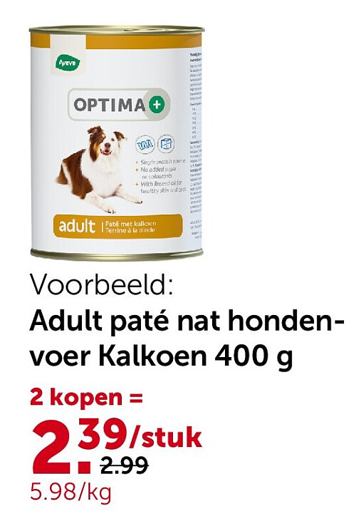 Adult paté nat hondenvoer Kalkoen 400 g