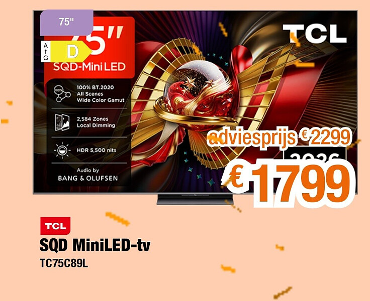 TCL SQD MiniLED-tv TC75C89L