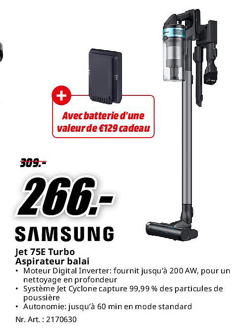 SAMSUNG Jet 75E Turbo Aspirateur balai