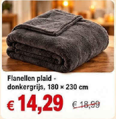 Flanellen plaid - donkergrijs, 180 x 230 cm