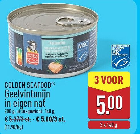 Geelvintonijn in eigen nat