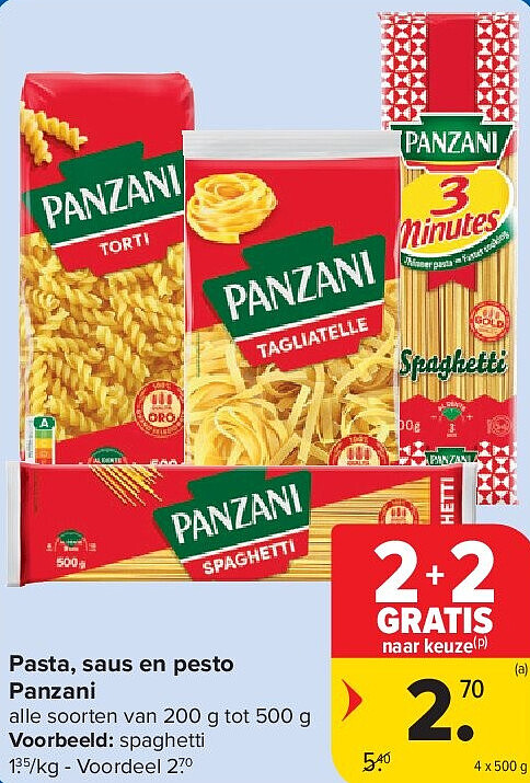 Pasta, saus en pesto Panzani