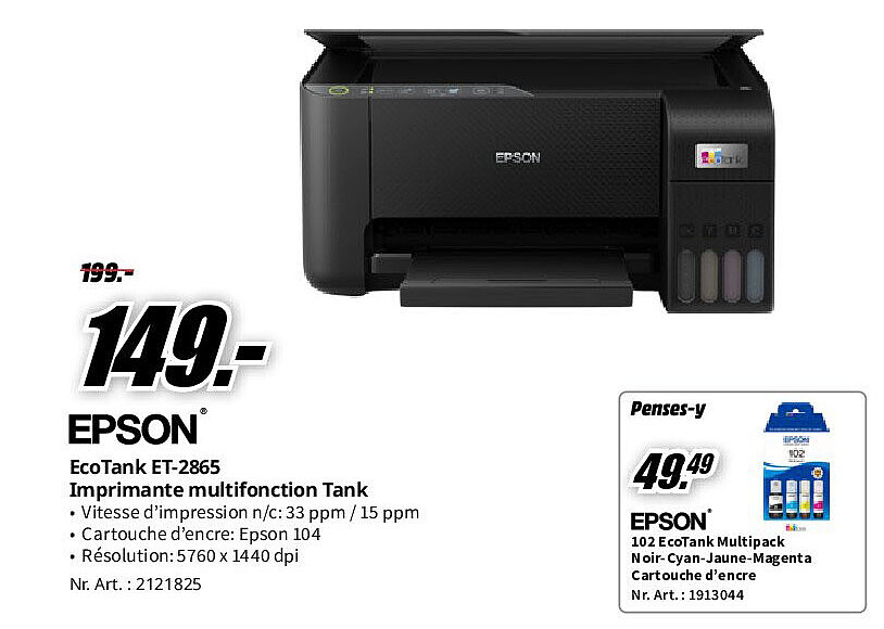 Epson EcoTank ET-2865 Imprimante multifonction Tank