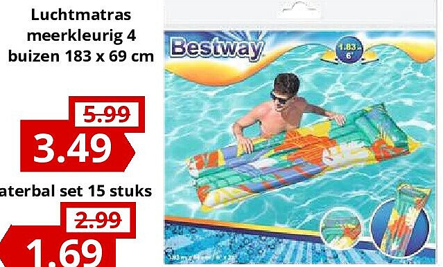 Luchtmatras meerkleurig 4 buizen 183 x 69 cm