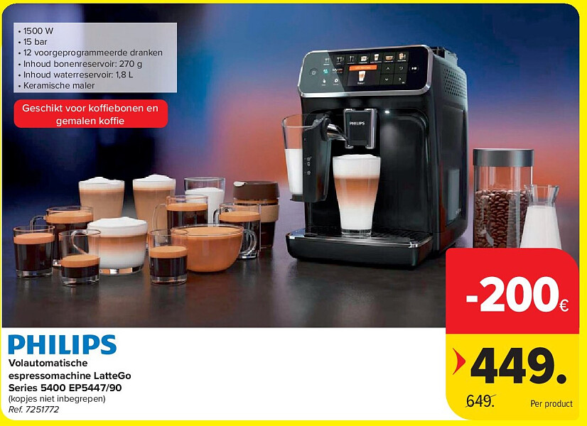 Volautomatische espressomachine LatteGo Series 5400 EP5447/90