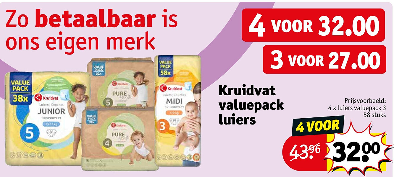 4 x luiers valuepack 3 58 stuks
