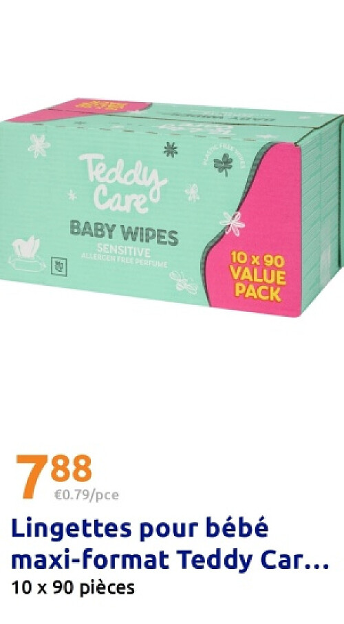 Lingettes pour bébé maxi-format Teddy Care Sensitive