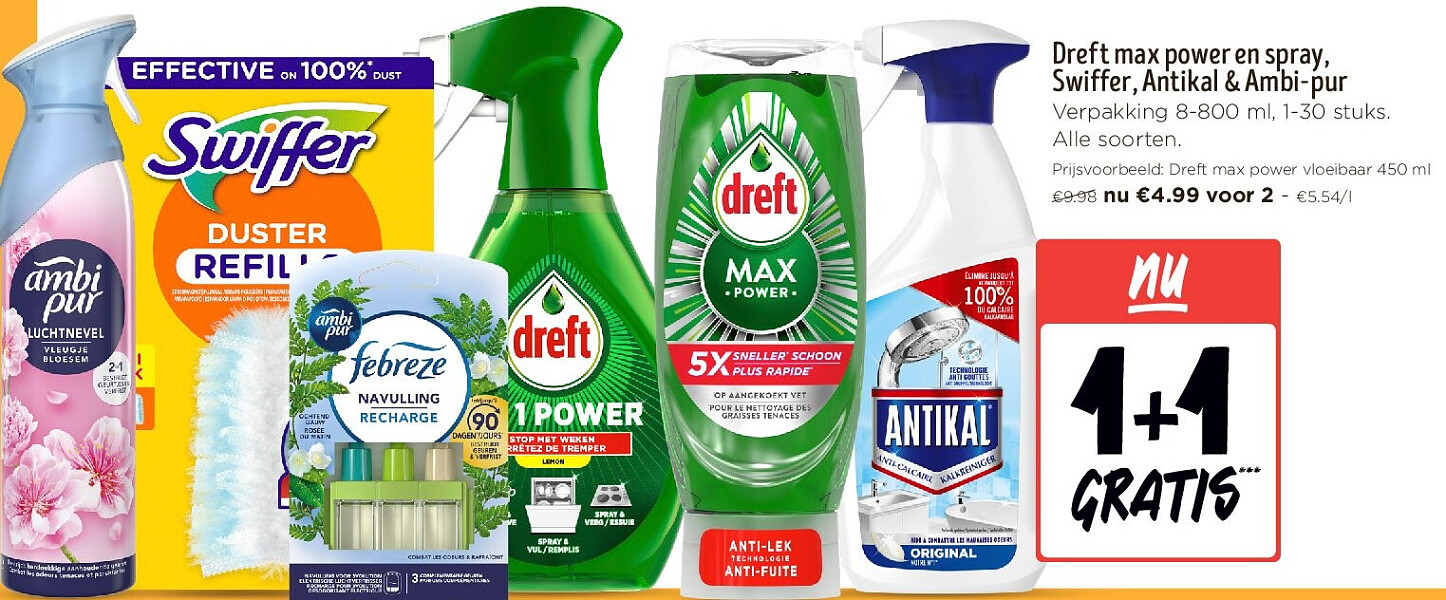 Dreft max power en spray, Swiffer, Antikal & Ambi-pur