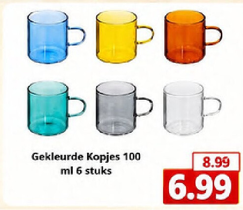 Gekleurde Kopjes 100 ml 6 stuks