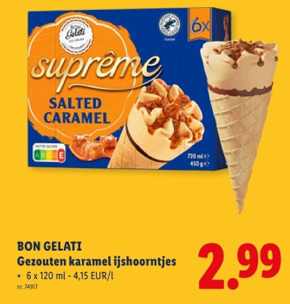 Gezouten karamel ijshoorntjes