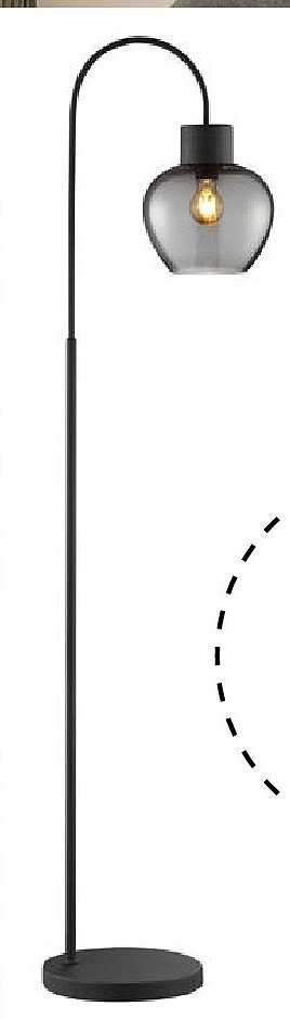 Vloerlamp E27 zwart - rookglas hoogte: 164cm 29100449