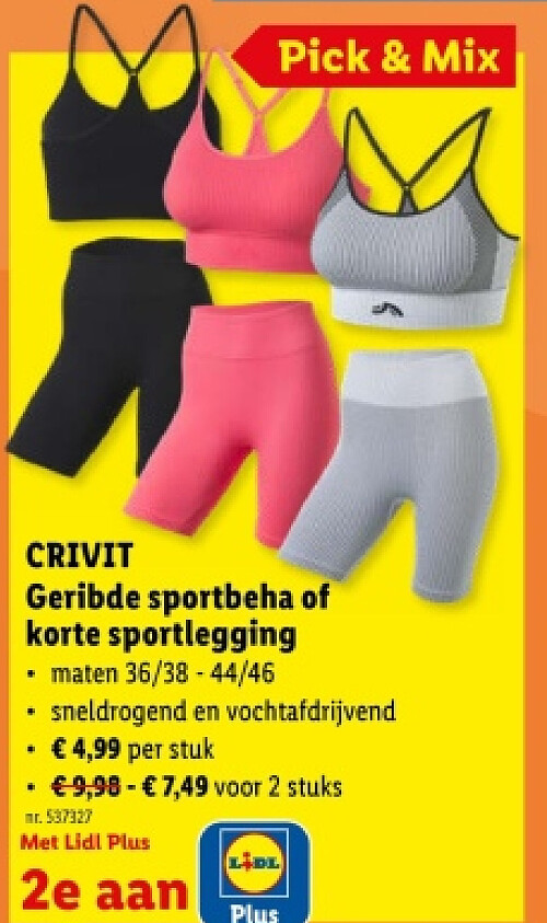 Geribde sportbeha of korte sportlegging