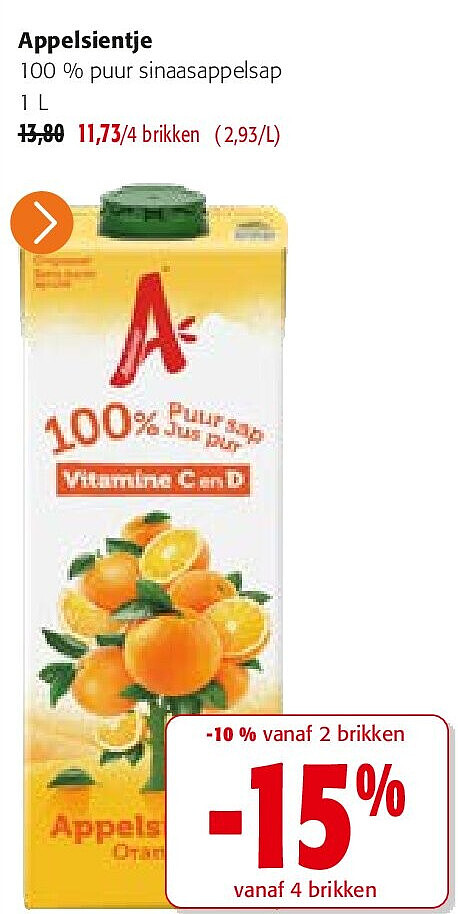 Appelsientje 100 % puur sinaasappelsap 1 L