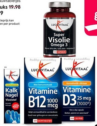 Lucovitaal vitamine B12 kersensmaak 1000 mcg, 60 kauwtabletten