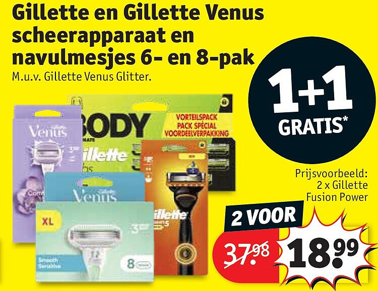 Gillette en Gillette Venus scheerapparaat en navulmesjes 6- en 8-pak