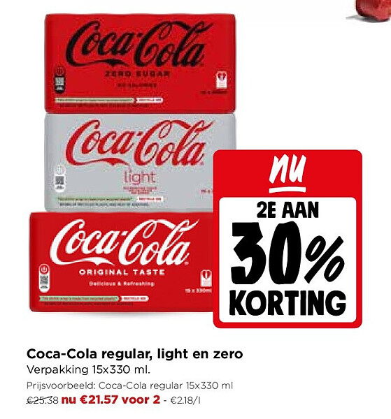 Coca-Cola regular, light en zero