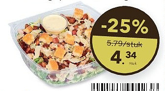 1 caesarsalade met gebakken kipfilet