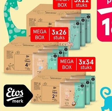 Etos Puur & Zacht luiers en luierbroekjes megaboxen