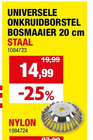 UNIVERSELE ONKRUIDBORSTEL BOSMAAIER 20 cm STAAL