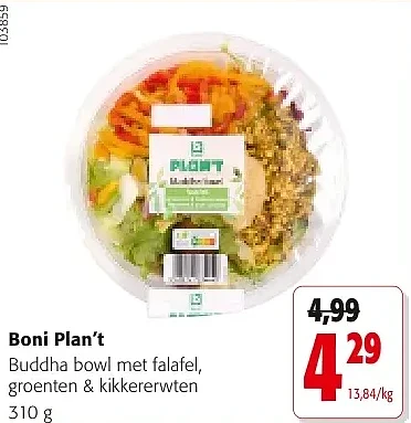 Boni Plan't Buddha bowl met falafel, groenten & kikkererwten 310 g