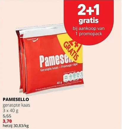 PAMESELLO geraspte kaas 3 x 40 g