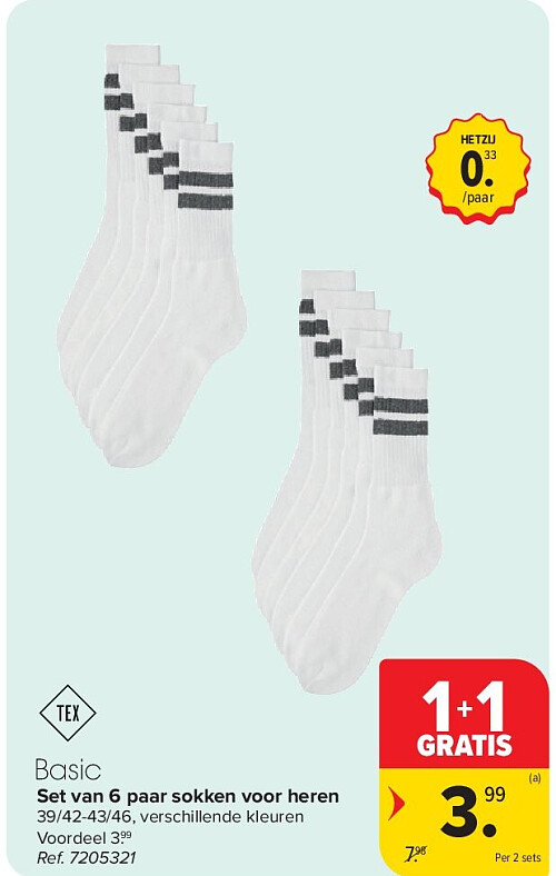 Set van 6 paar sokken voor heren