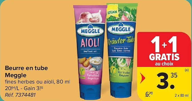 Beurre en tube Meggle 2 x 80 ml