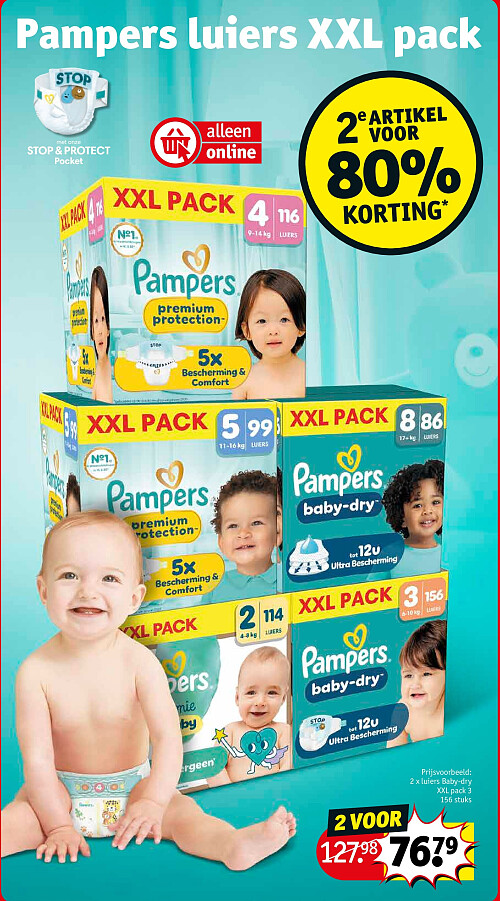 2 x luiers Baby-dry XXL pack 3 156 stuks