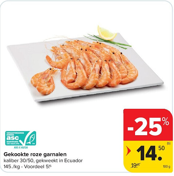 Gekookte roze garnalen