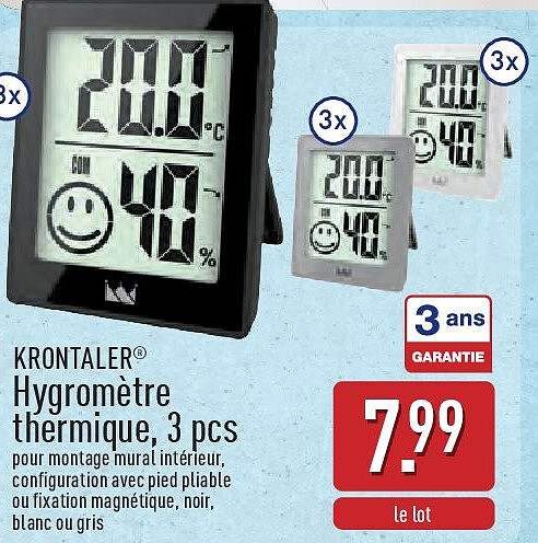 Hygromètre thermique, 3pcs