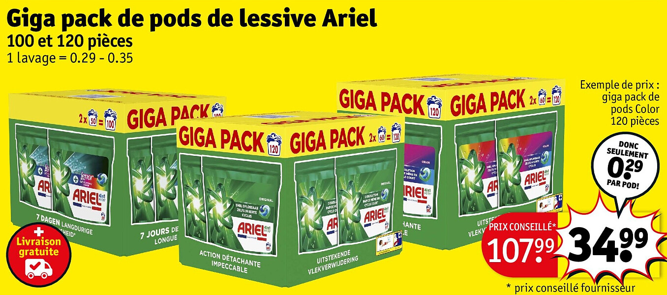 Giga pack de pods de lessive Ariel