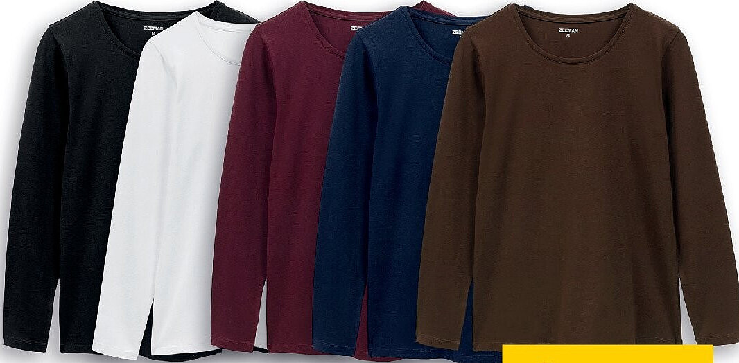Dames T-shirt ronde hals lange mouw