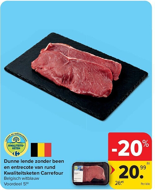 Dunne lende zonder been en entrecote van rund Kwaliteitsketen Carrefour