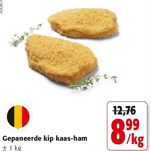 Gepaneerde kip kaas-ham