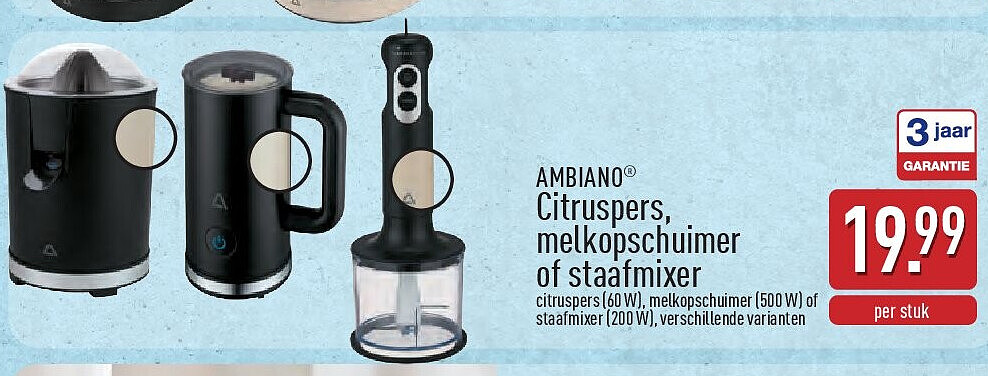 Citruspers, melkopschuimer of staafmixer