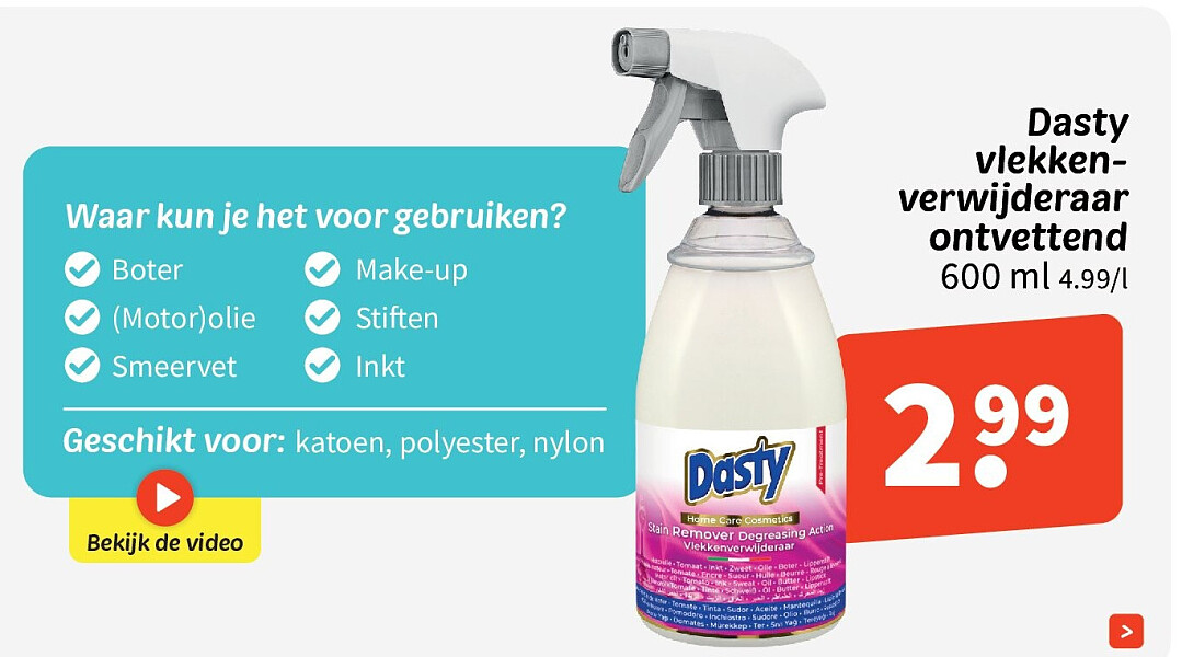 Dasty vlekkenverwijderaar ontvettend