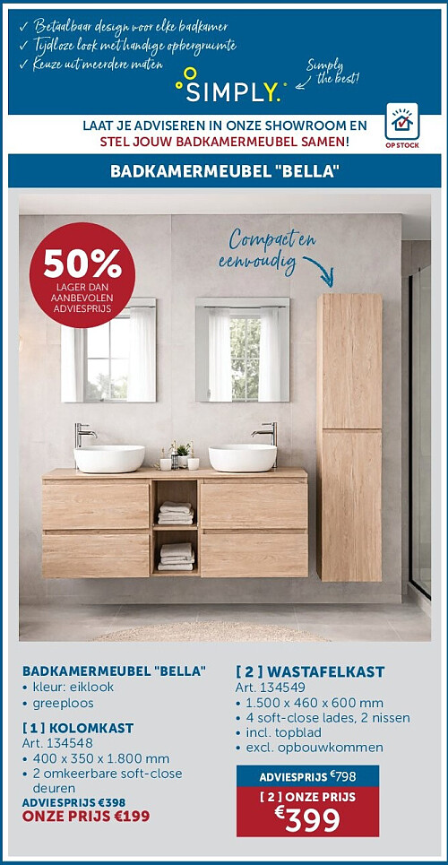 BADKAMERMEUBEL "BELLA" WASTAFELKAST