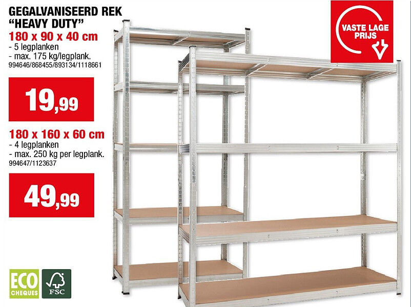 GEGALVANISEERD REK “HEAVY DUTY” 180 x 90 x 40 cm