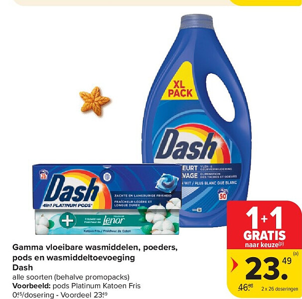 Gamma vloeibare wasmiddelen, poeders, pods en wasmiddeltoevoeging Dash