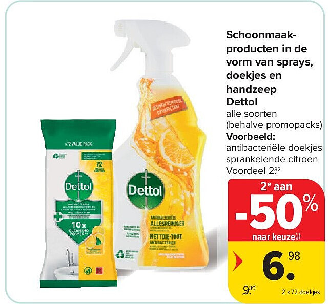 Schoonmaakproducten in de vorm van sprays, doekjes en handzeep Dettol