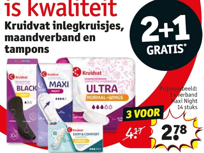 Kruidvat inlegkruisjes, maandverband en tampons