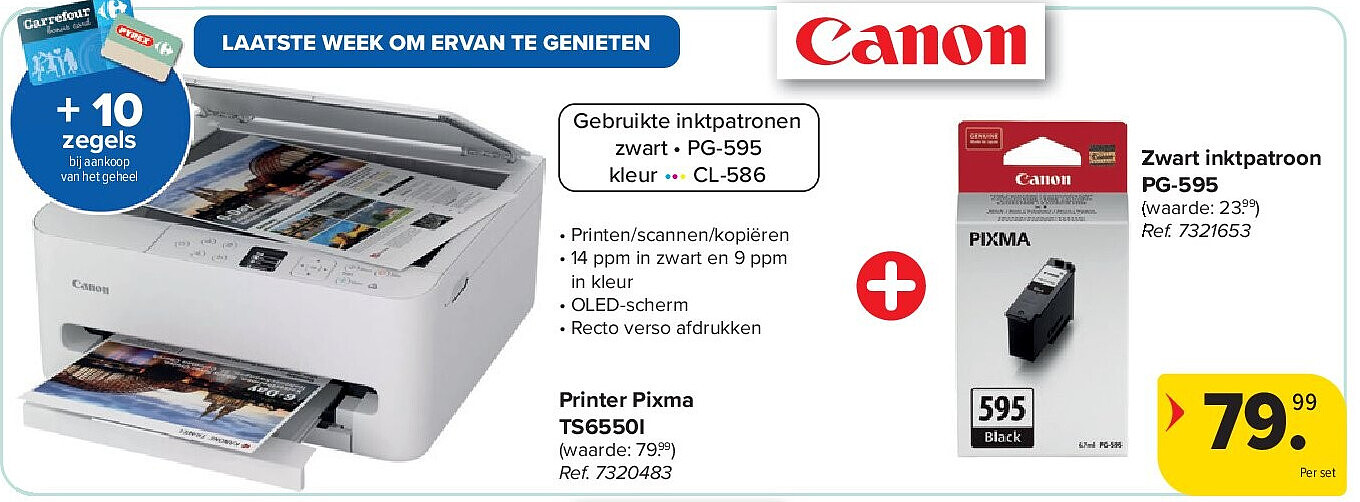 Printer Pixma TS6550I + Zwart inktpatroon PG-595