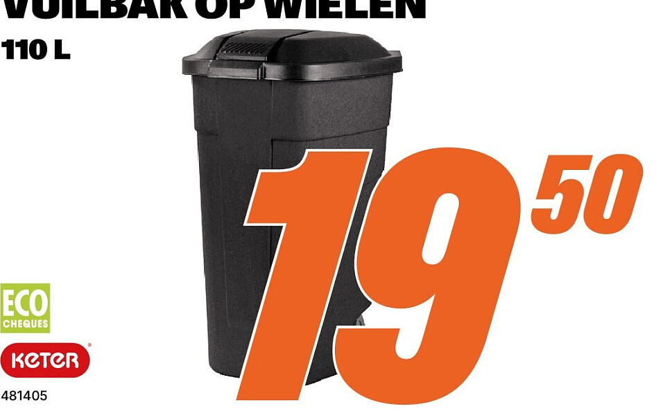 Vuilbak op wielen 110 L