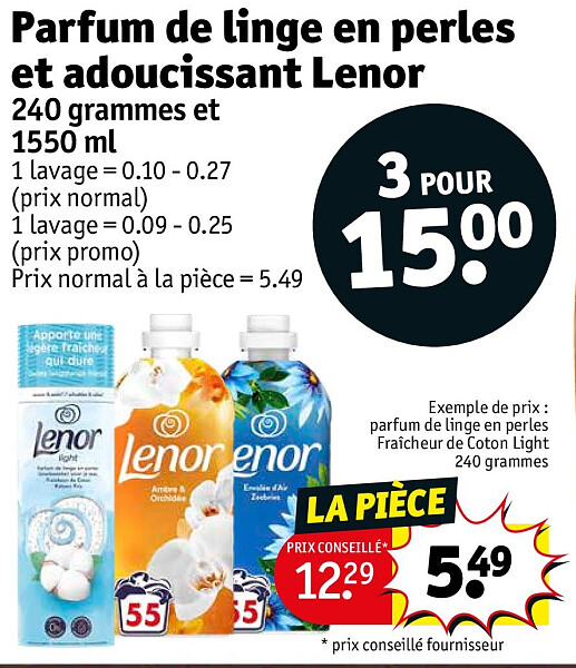 Parfum de linge en perles et adoucissant Lenor