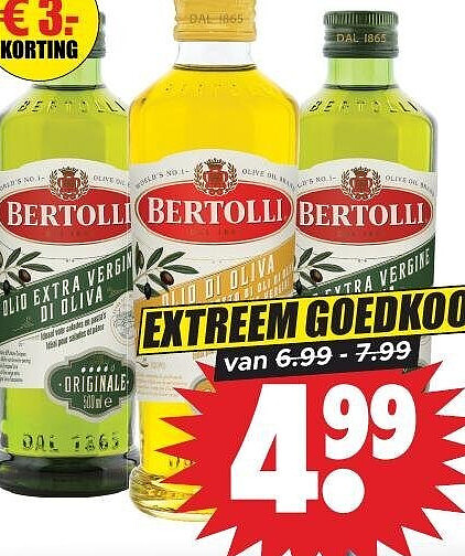 Bertolli olijfolie Classico of extra virgine, 500 ml