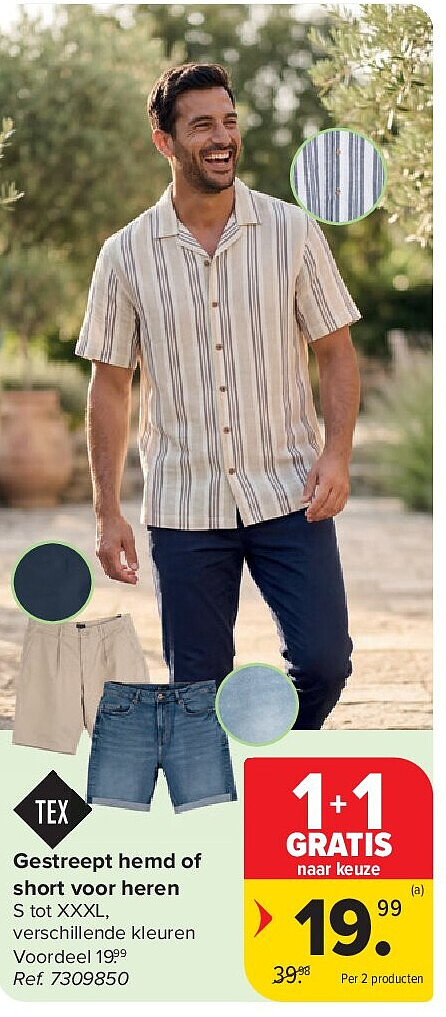 Gestreept hemd of short voor heren